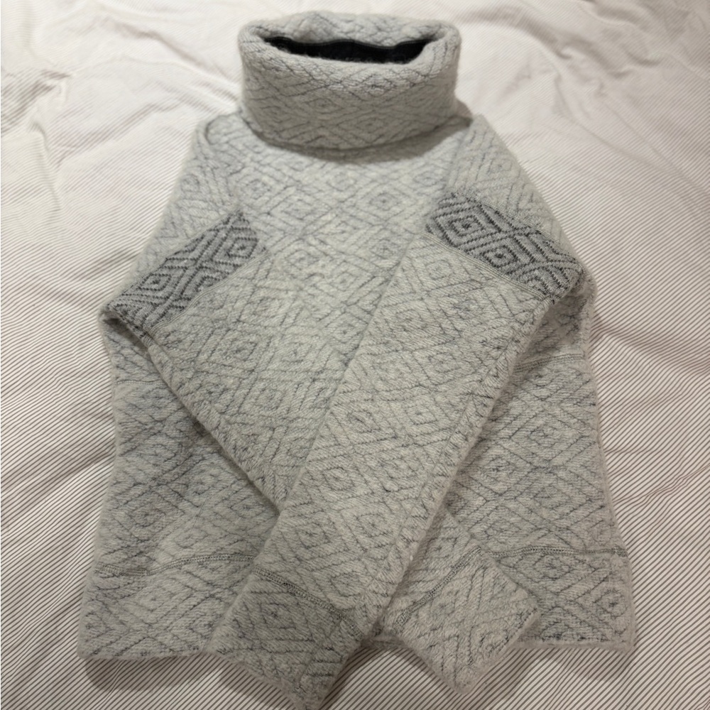 Prana Light Gray Patterned Turtleneck Sweater - image 1